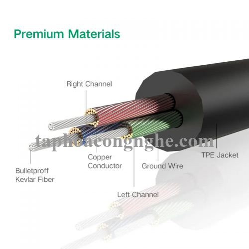 Ugreen 10732 0.5M màu Đen Cáp âm thanh 2 đầu 3.5mm dương dây tròn TPE cao cấp AV119 30010732